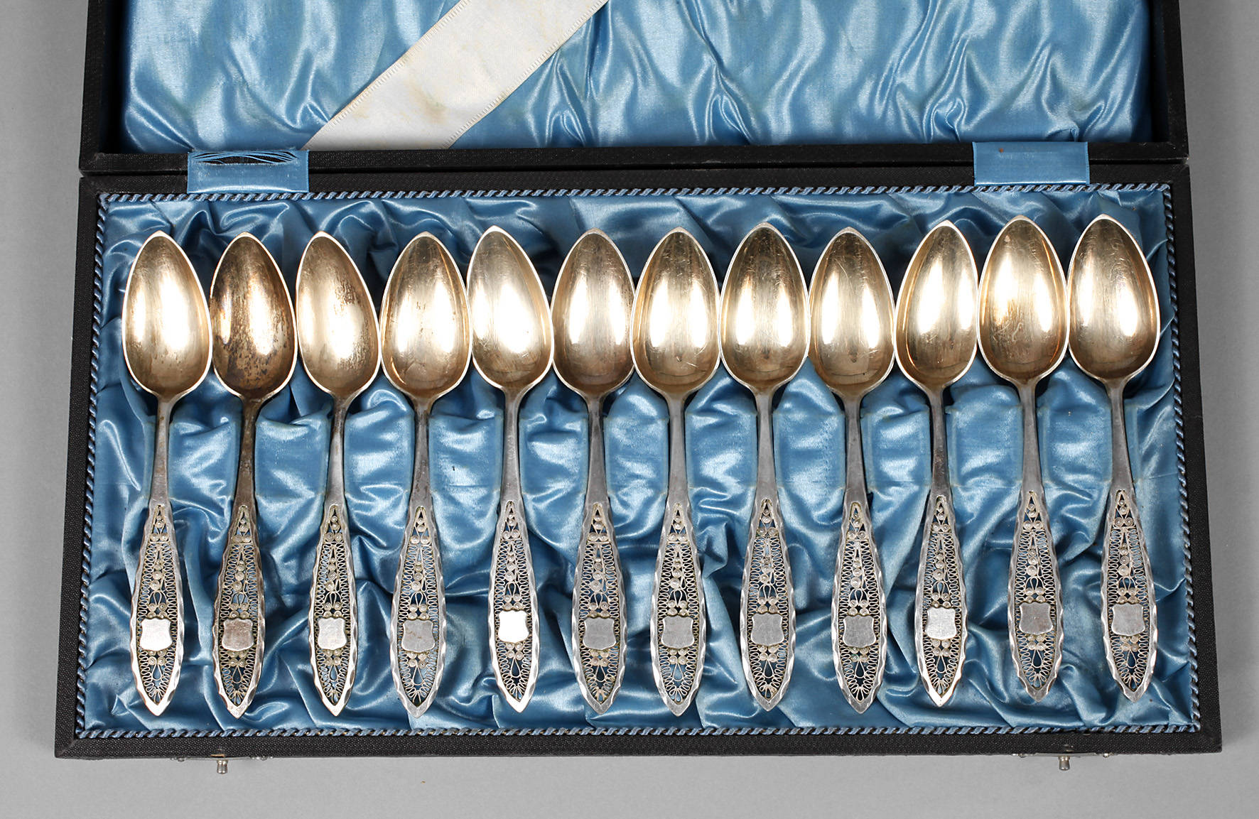 Silber zwölf Kaffeelöffel Filigranarbeit