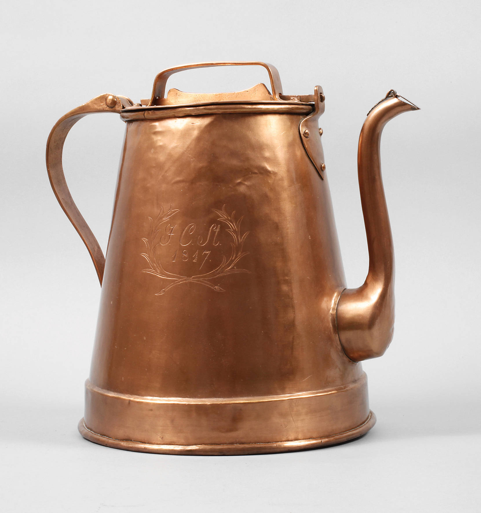 Große Riegelkanne Kupfer