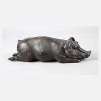Skulptur liegendes Schwein111