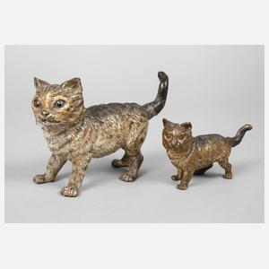 Wiener Bronze zwei Katzen