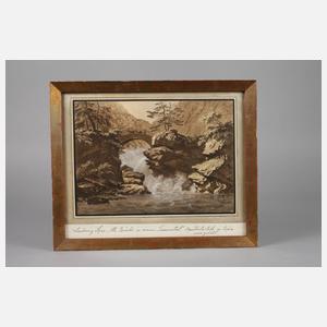 Ludwig Hess, attr., ”Alte Brücke in einem Tessinertal”