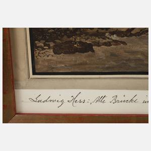 Ludwig Hess, attr., ”Alte Brücke in einem Tessinertal”