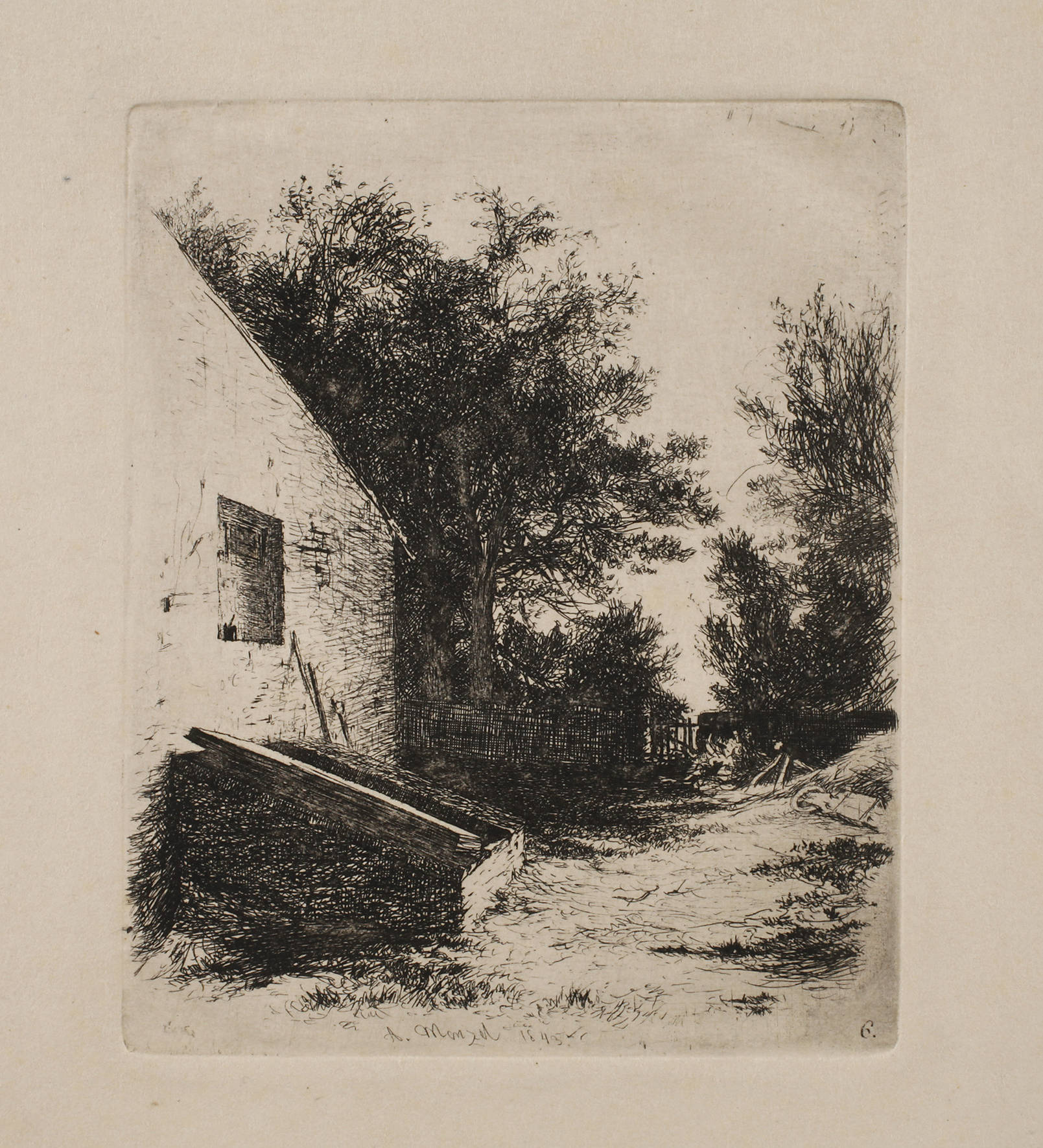 Prof. Adolph von Menzel, ”Hof mit Senkgrube”