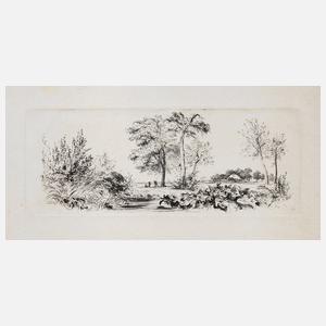 Prof. Adolph von Menzel, ”Landschaft mit dem Sumpf”