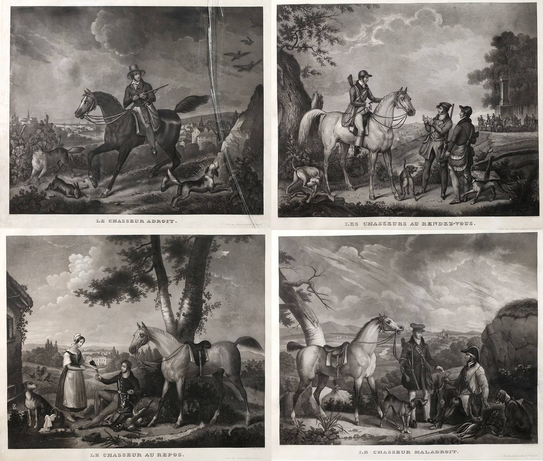 Achille Moreau, attr., Serie von Aquatintaradierungen