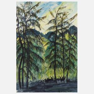 H. Monsheither, Damwild im Wald