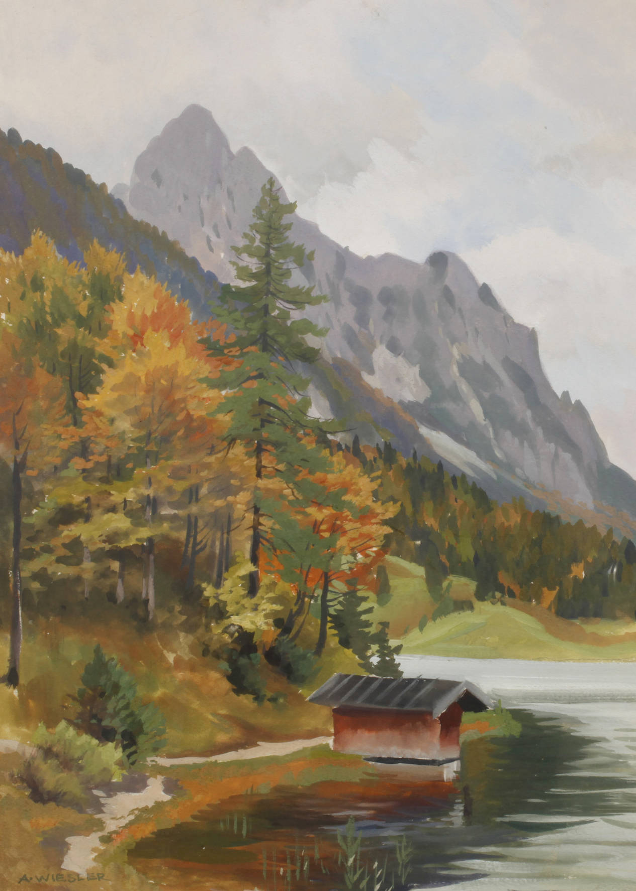 Adolf Wiesler, ”Bergsee im Karwendel”
