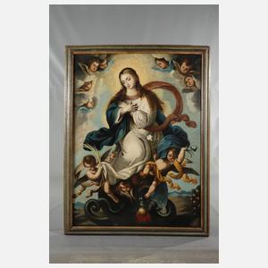 Maria über einem Drachen thronend