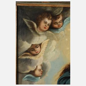 Maria über einem Drachen thronend