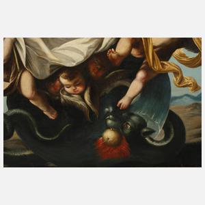 Maria über einem Drachen thronend