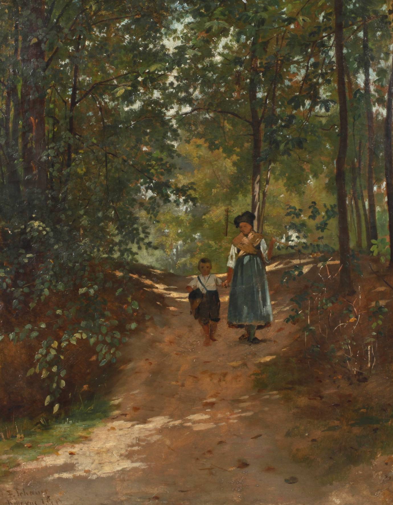 Prof. Ferdinand Schauss, Mutter mit Kind im Wald