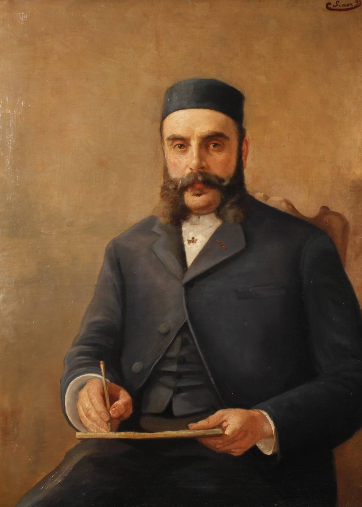 C. Simon, Sitzender Herr mit Zeichenblock