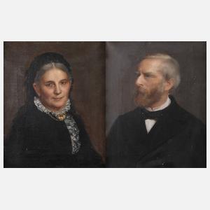 Portraitpendants Prof. Wilhelm Peters und Gattin