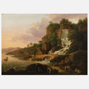 Landschaft mit Wasserfall, Biedermeier
