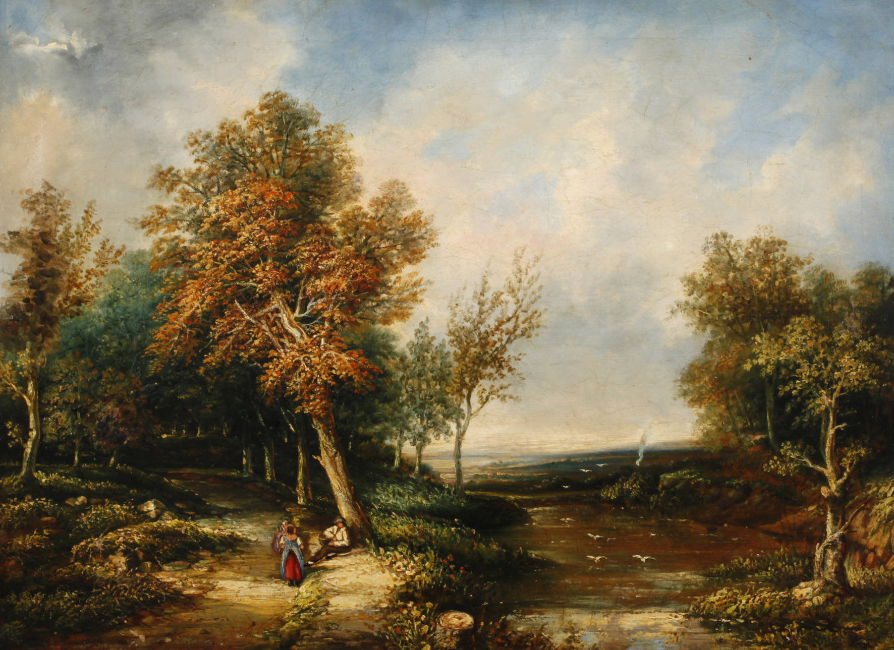 Spätsommerlandschaft mit Wanderern