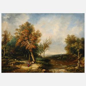 Spätsommerlandschaft mit Wanderern