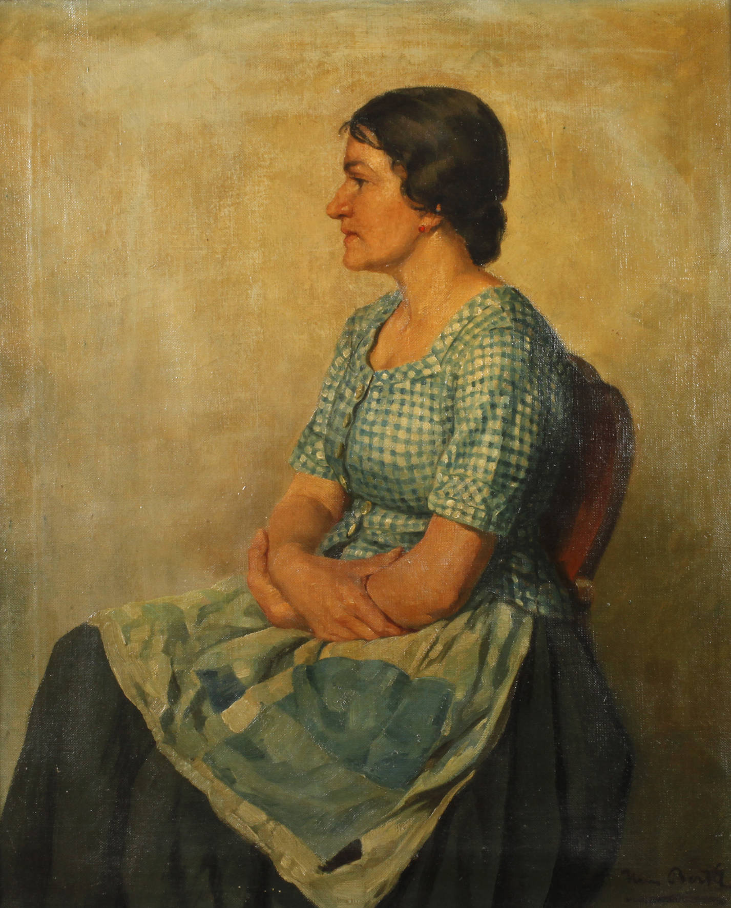 Hans Bertle, Sitzende mit Schürze