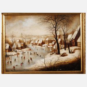 Calzolari, Eisvergnügen im Dorf, nach Brueghel