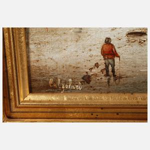 Calzolari, Eisvergnügen im Dorf, nach Brueghel