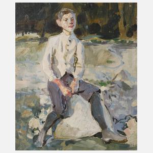 Berhard Durau, attr., Sitzender Knabe