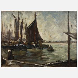 Toni Elster, Winterliche Hafenansicht Ostende