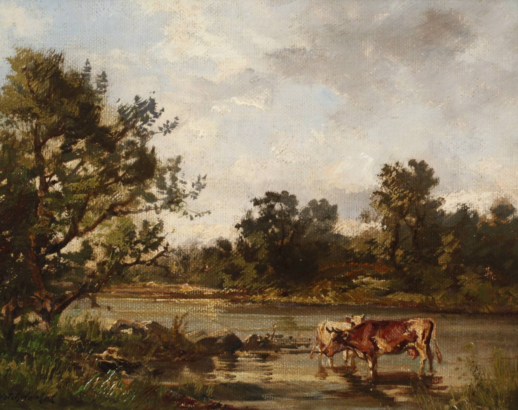 Max Heichele, Flusslandschaft mit Kühen
