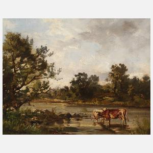 Max Heichele, Flusslandschaft mit Kühen