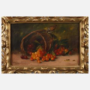 Prof. Wilhelm Krausz, attr., Kirschenstillleben mit Spatz