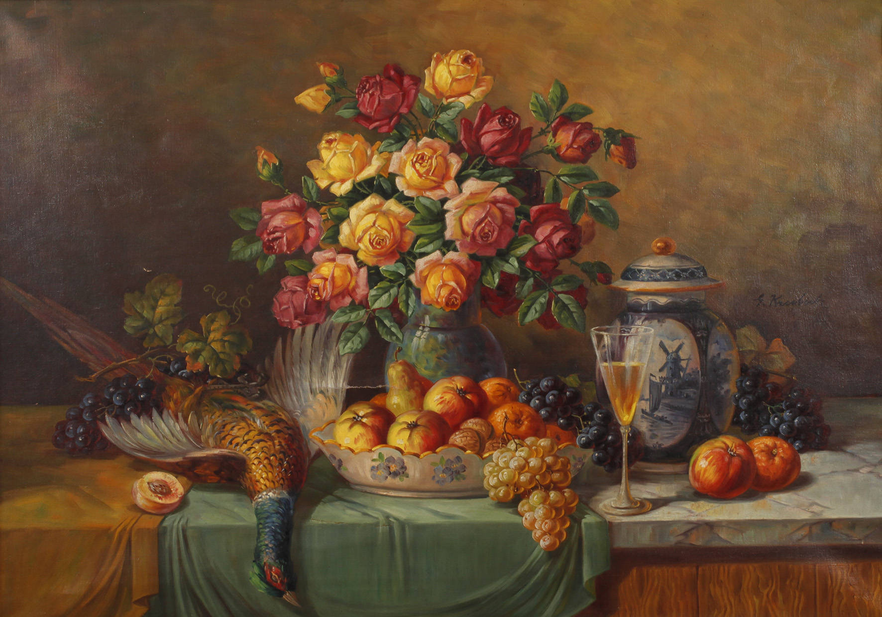 G. Kreibich, Tafelstillleben mit Fasan