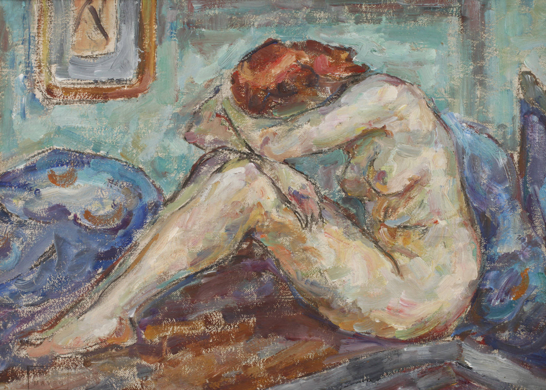 Mania Mavro, attr., Kauernder Damenakt