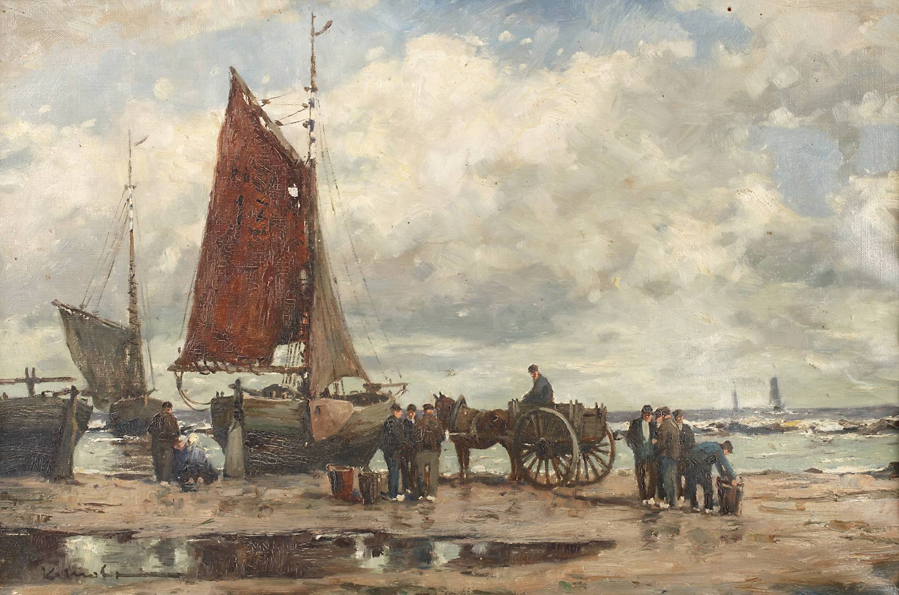 Karl Mohr, Krabbenfischer am Strand