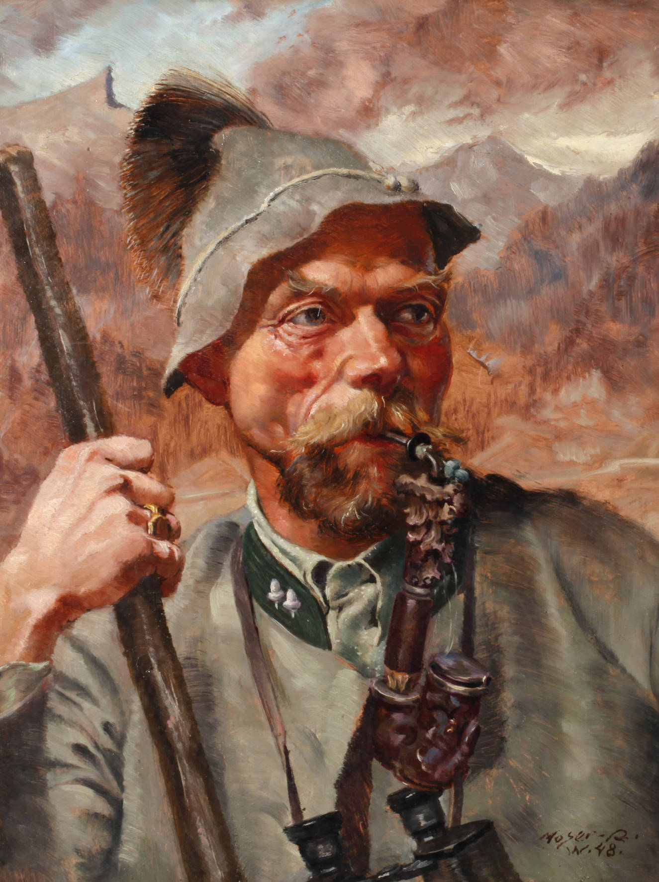 R. Moser, Jäger im Gebirge