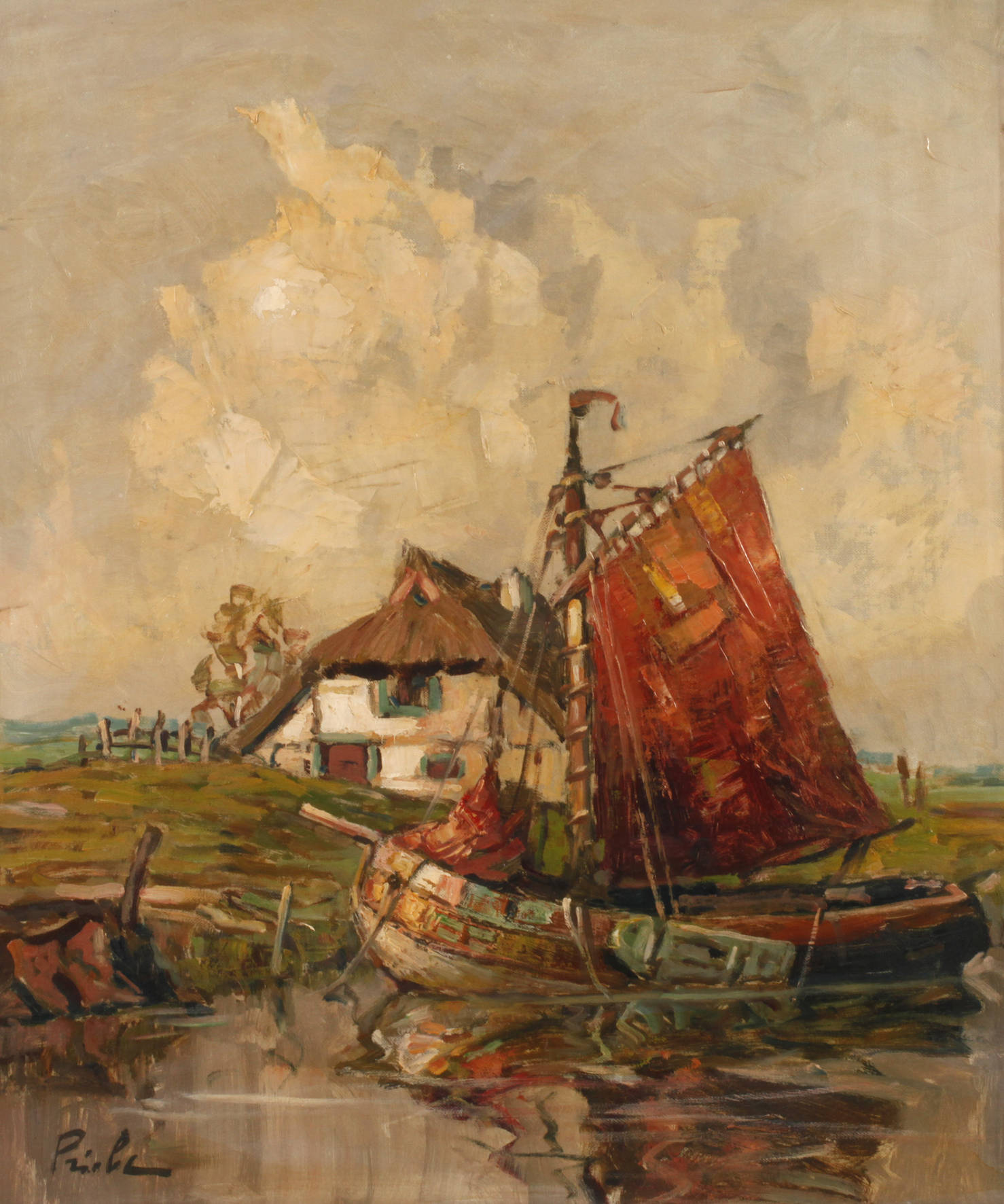 Rudolf Priebe, Zeesenboot um Ufer