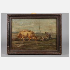 Franz Reinhardt, Pflügender Bauer in Märzenlandschaft