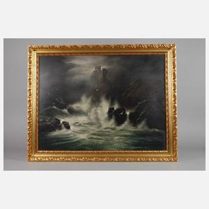 Heinz Roder, Stürmige Küstenlandschaft mit Burgruine