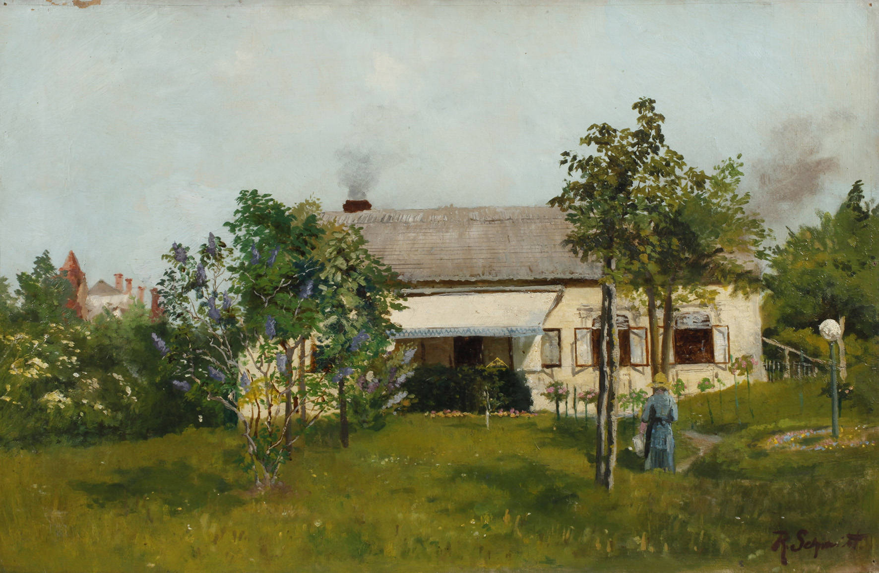 R. Schmidt, Dame im Garten