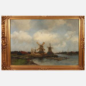 Jan Hillebrand Wijsmuller, Holländische Landschaft mit Windmühlen