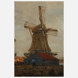 Jan Hillebrand Wijsmuller, Holländische Landschaft mit Windmühlen