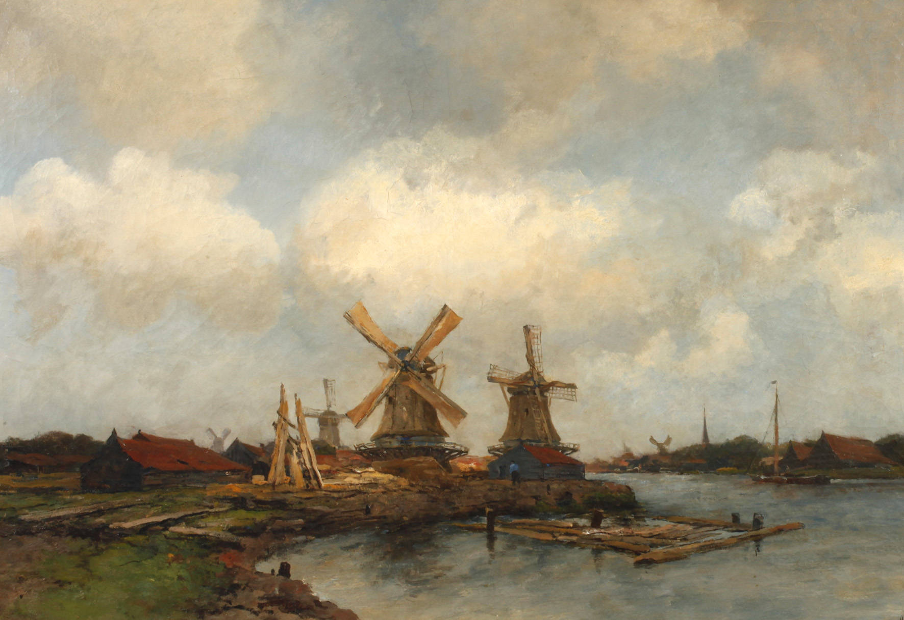 Jan Hillebrand Wijsmuller, Holländische Landschaft mit Windmühlen