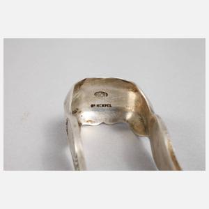 Silberschale Russland, dazu drei Besteckteile