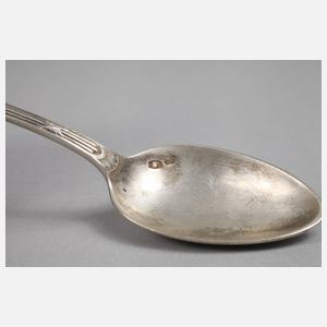 Silberschale Russland, dazu drei Besteckteile