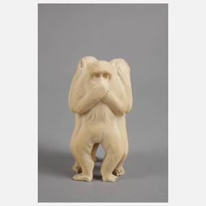 Elfenbeinschnitzerei drei Affen