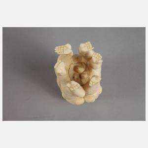 Elfenbeinschnitzerei drei Affen