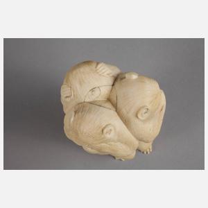 Elfenbeinschnitzerei drei Affen