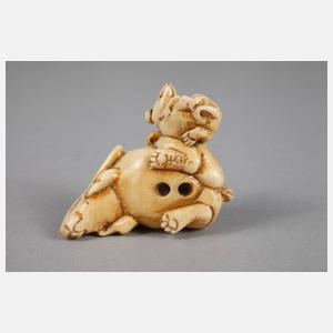 Zwei Netsuken Elfenbein