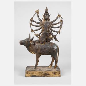 Bronzeplastik Shiva und Nandi
