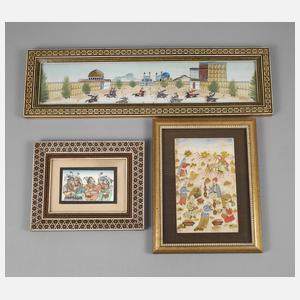 Drei Miniaturmalereien Persien