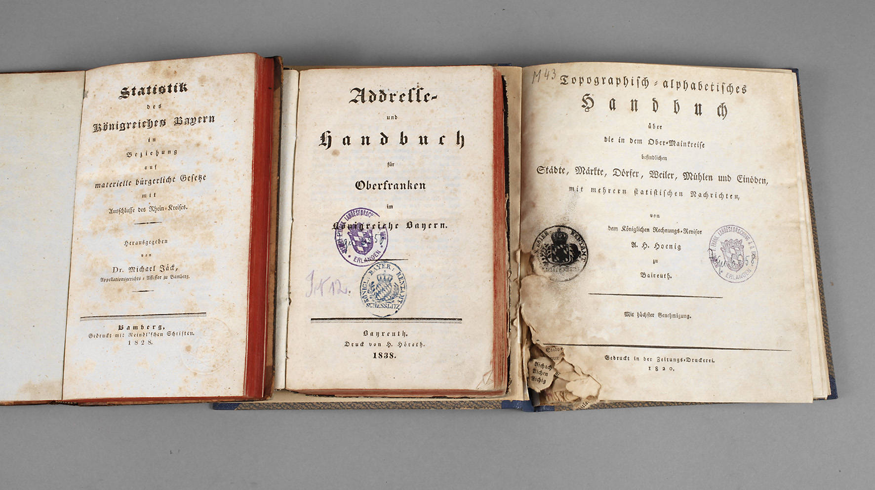 Drei Verzeichnisse Königreich Bayern um 1830