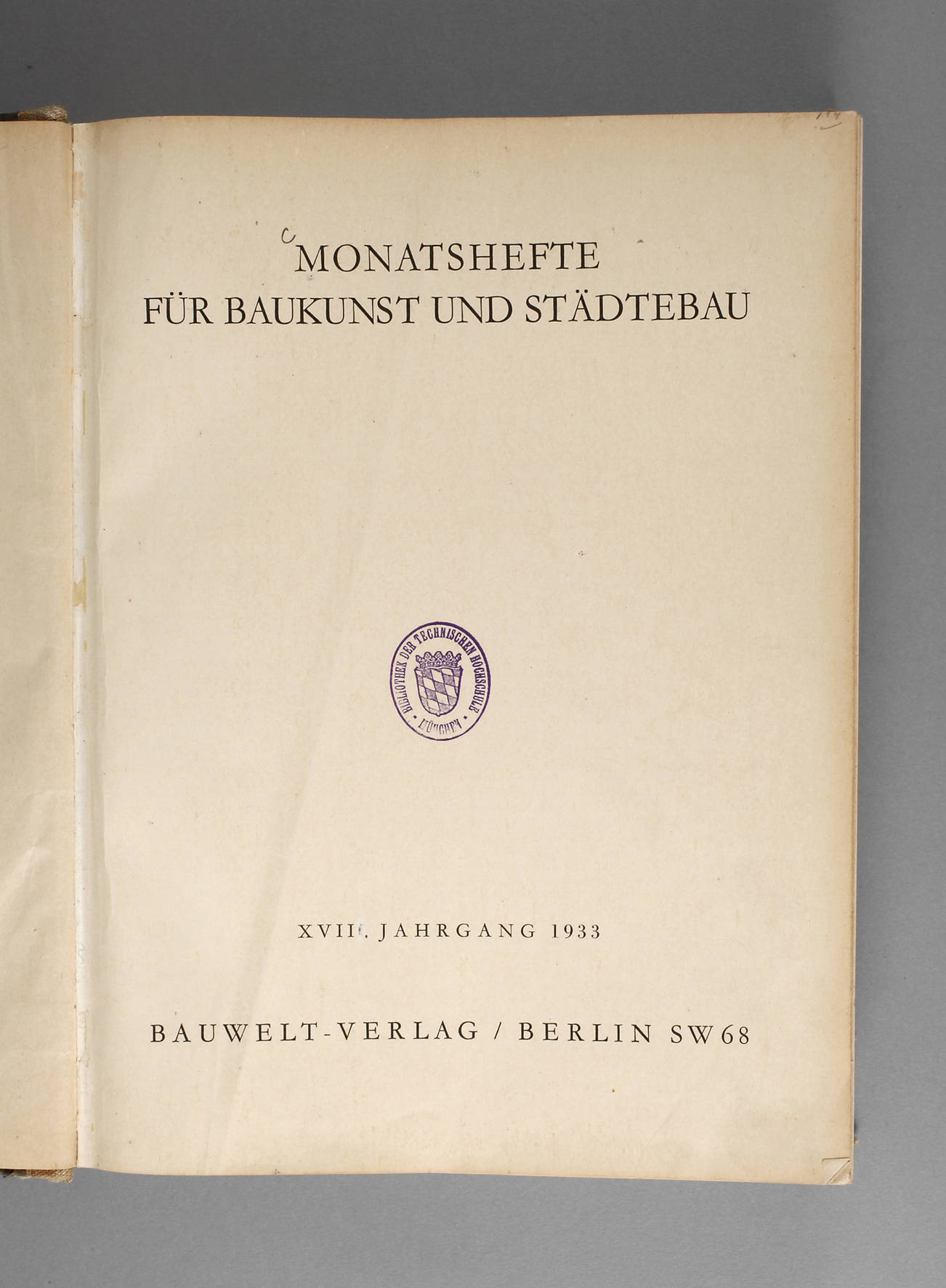Monatshefte für Baukunst und Städtebau 1933