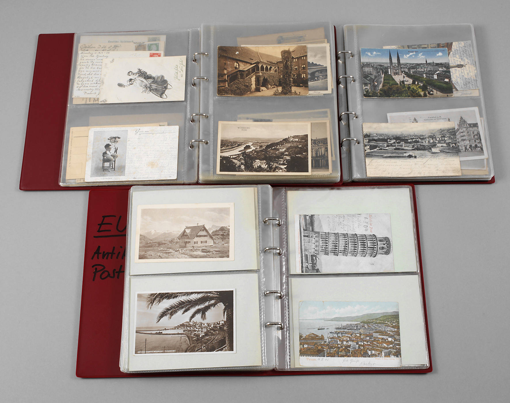 Drei Alben Ansichtskarten, Deutschland und Europa